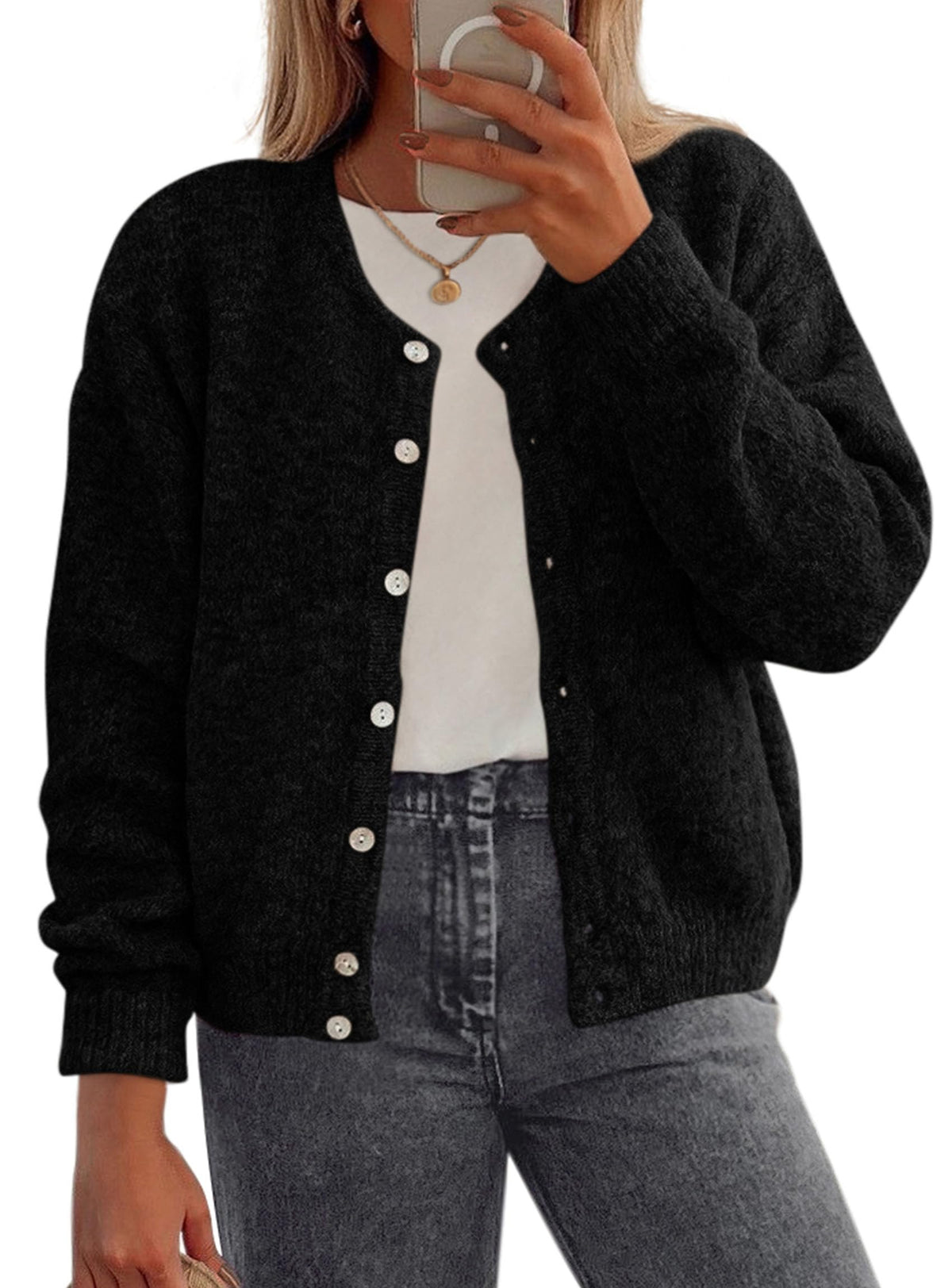 PRETTYGARDEN Womens Long Sleeve Cardigan Sweaters Button Down Knit Tops