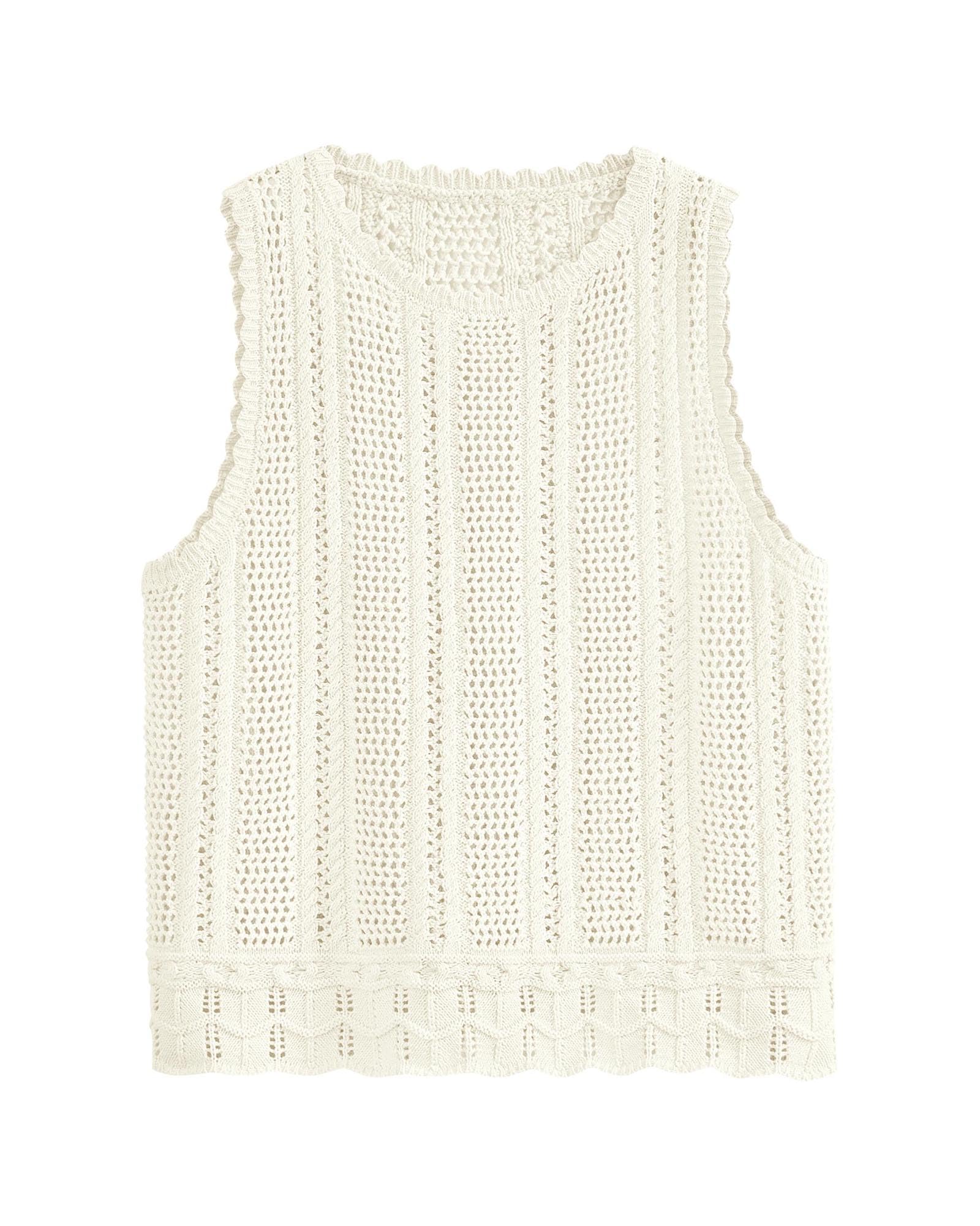 FreshPretty Crochet Tank Top Vacation Outfits for Women Sweater Vest Beach Cover Ups Spring Summer Sleeveless Cruise Resort Wear