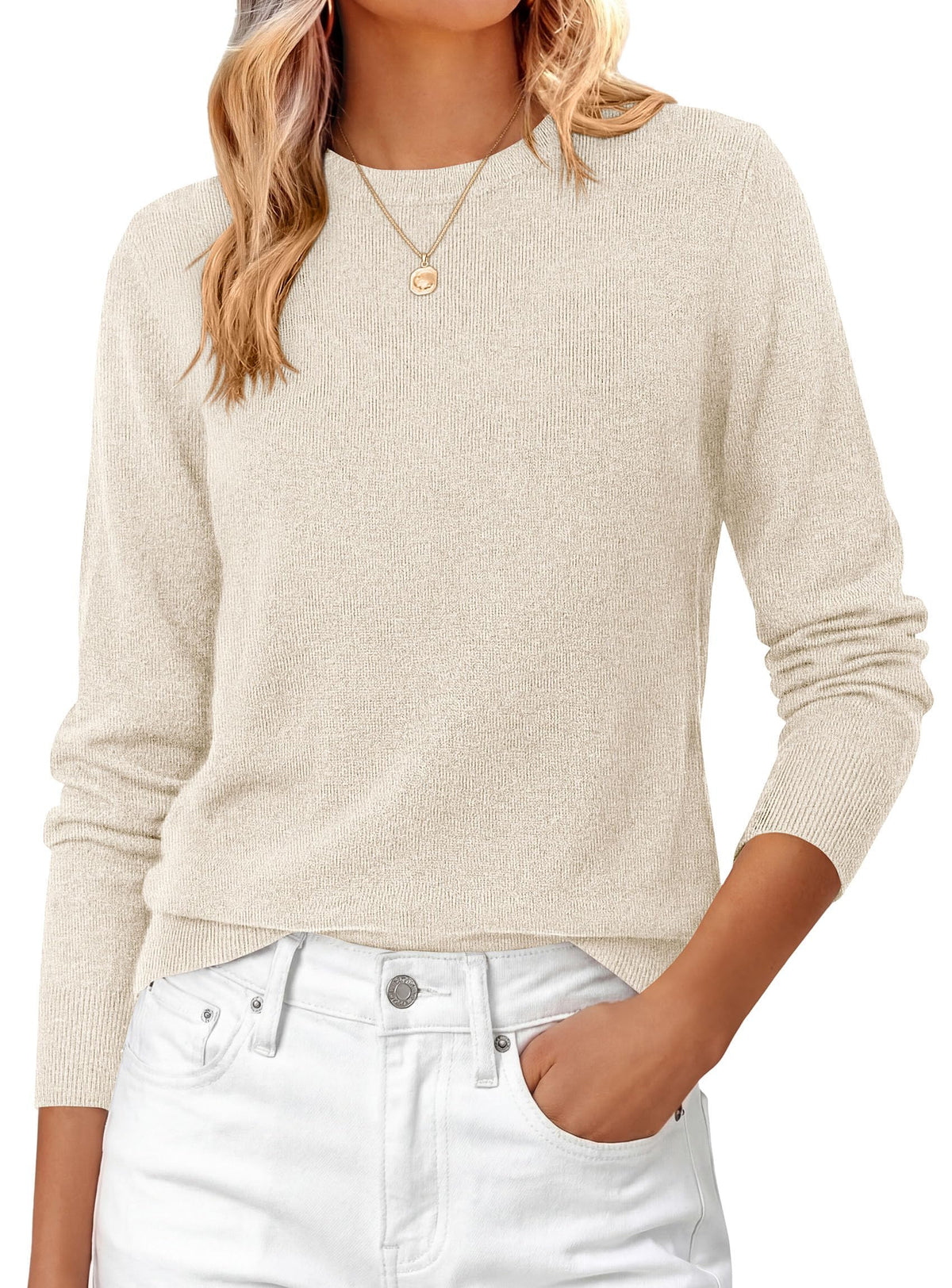 PRETTYGARDEN Womens Fall Basic Long Sleeve Sweater,Soft Knit Fabric, Classic Crew Neck Sweaters, Loose Fit Sweater, Casual Going Out Outfits, Winter Trendy Clothes