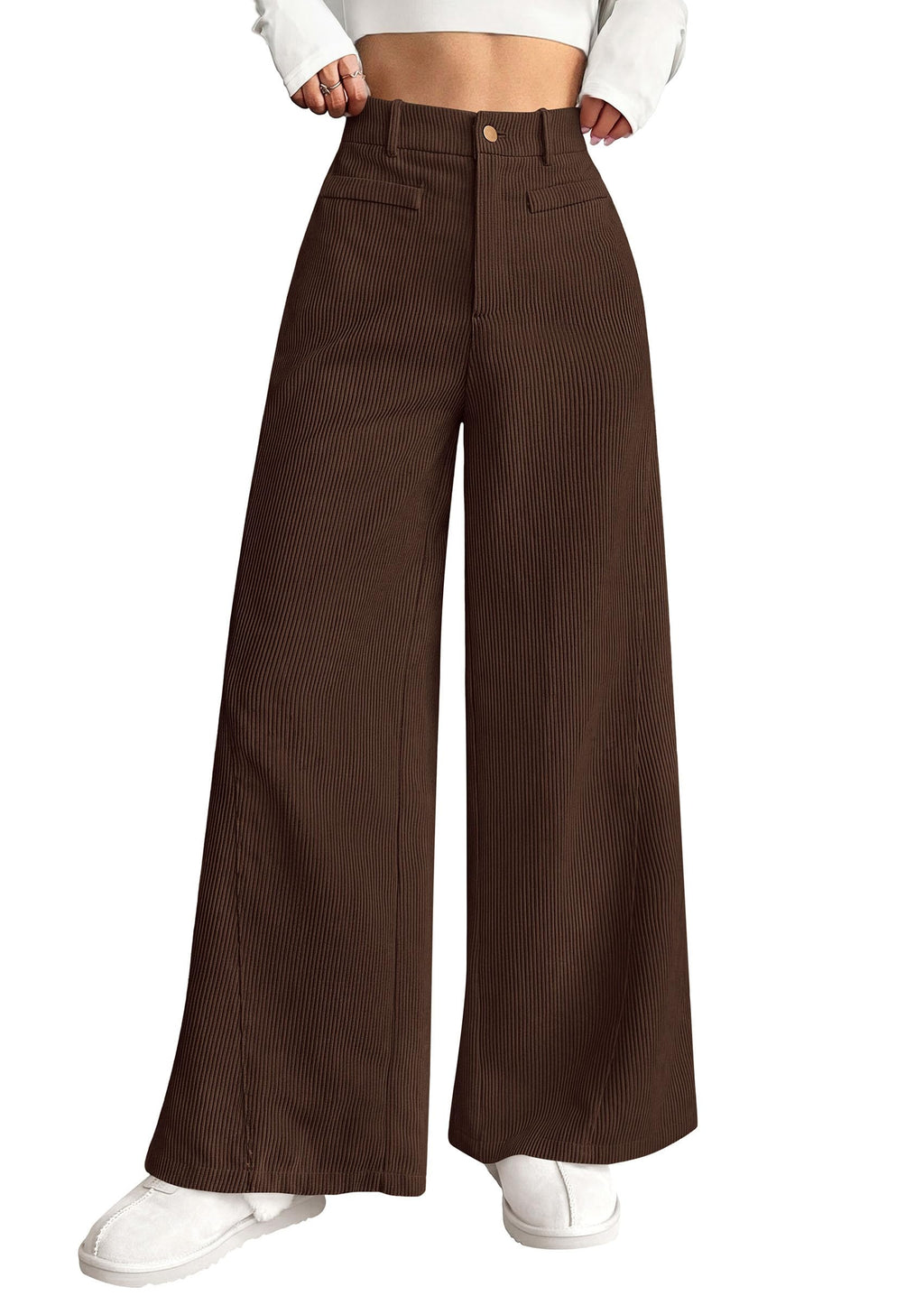 PRETTYGARDEN Women's High Waisted Corduroy Pants Casual