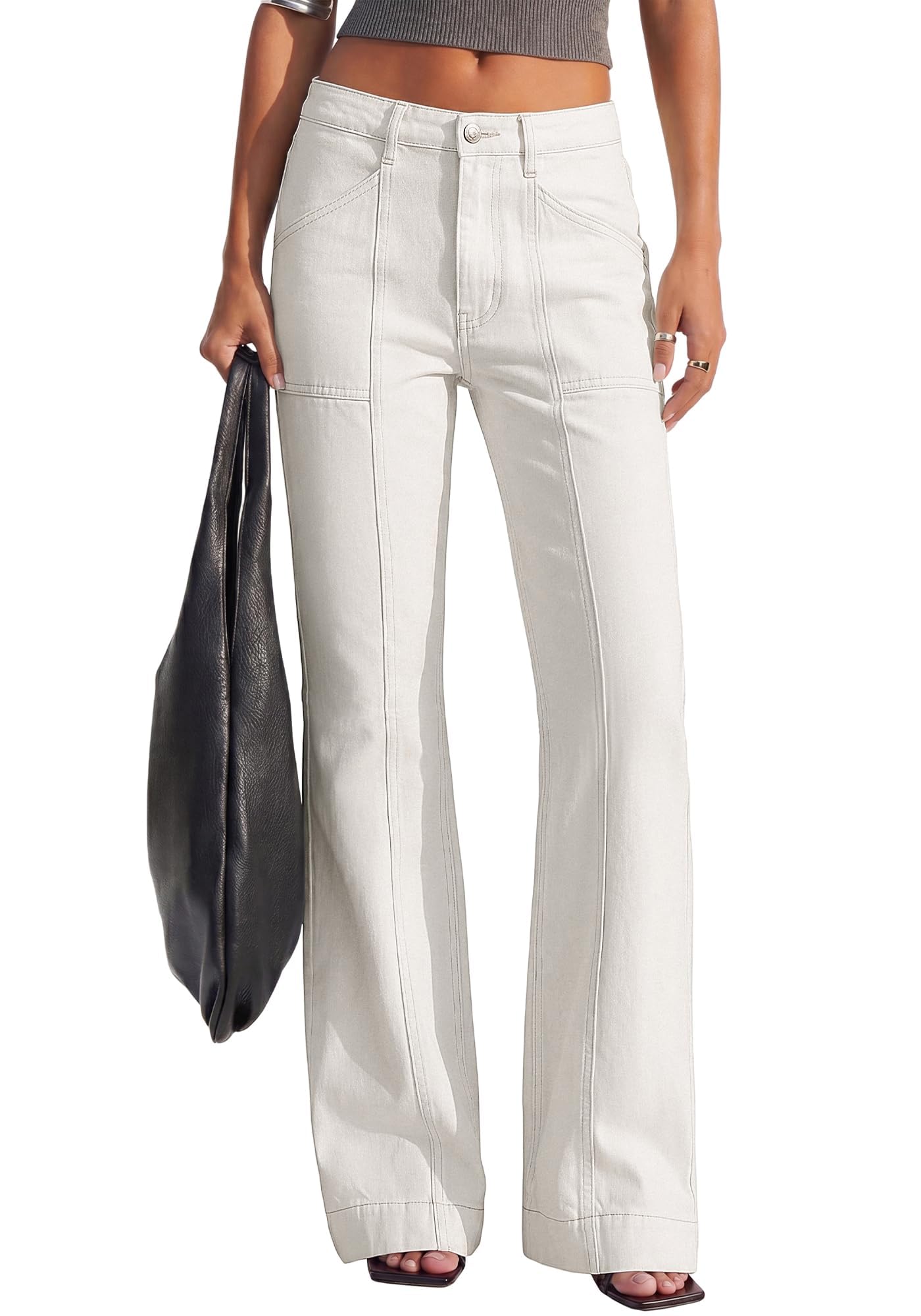 BTFBM Straight Leg Jeans for Women Stretchy Curve Appeal Pants Front Seam, Little Flare Bootcut Jean, High Waisted Denim Pockets, Travel Airport Outfits, Trendy Fall Fashion Clothing