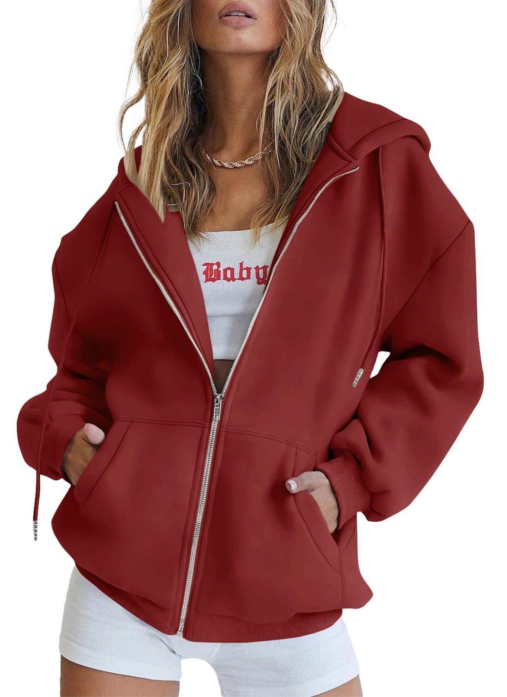 PRETTYGARDEN Women's Zip Up Y2K Hoodies Casual Long Sleeve Sweatshirts Fall Spring Track Jackets with Pockets