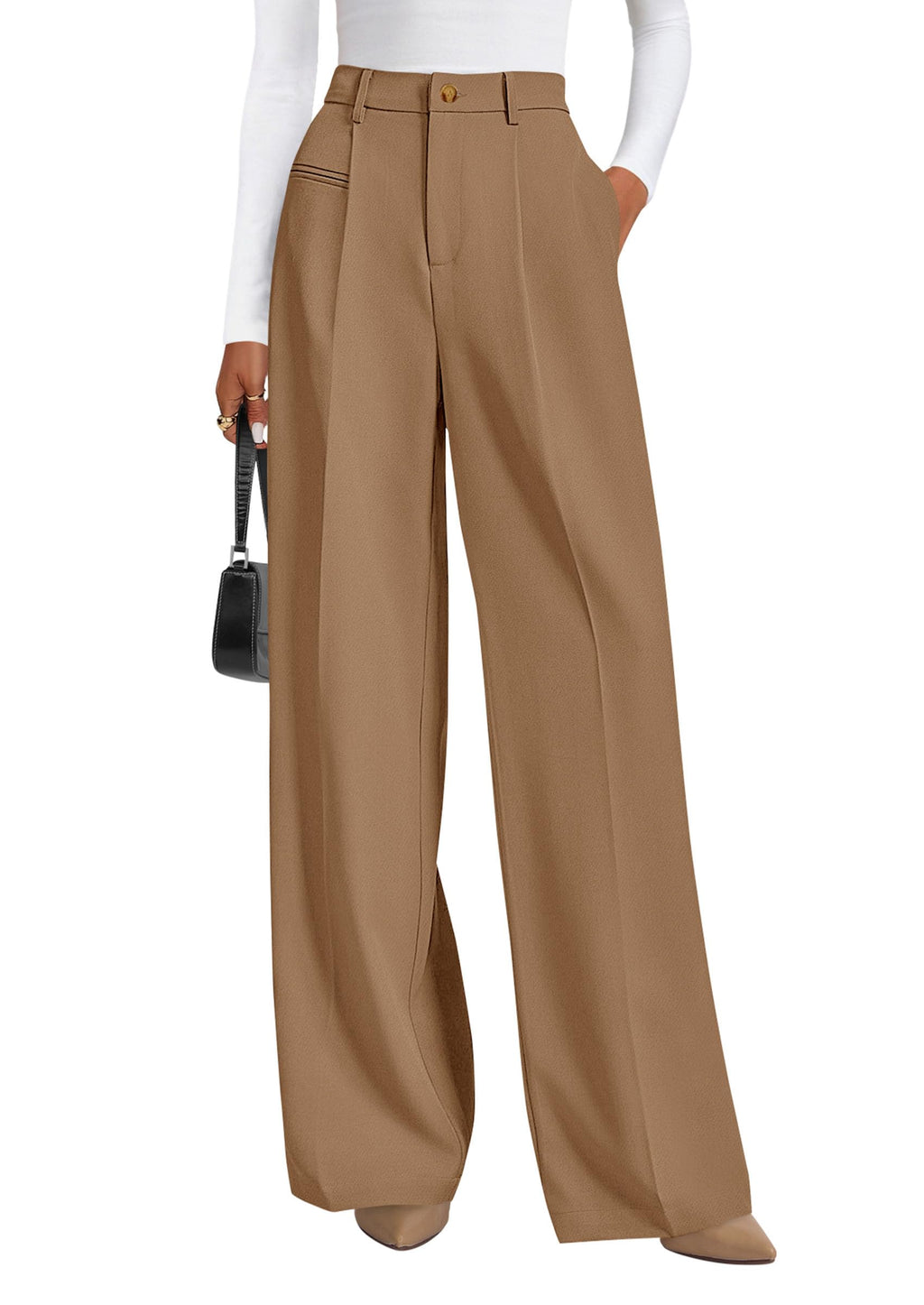 PRETTYGARDEN Womens Wide Leg Dress Pants Business Casual Flowy Work Palazzo Pants High Waisted Slacks Trousers
