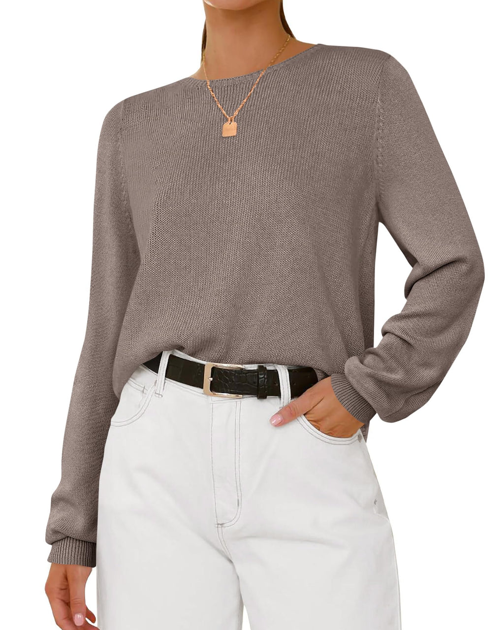 BTFBM Womens Long Sleeve Crew Neck Sweaters Spring Casual Classic Soft Loose Fit Basic Pullover Jumper Knit Top