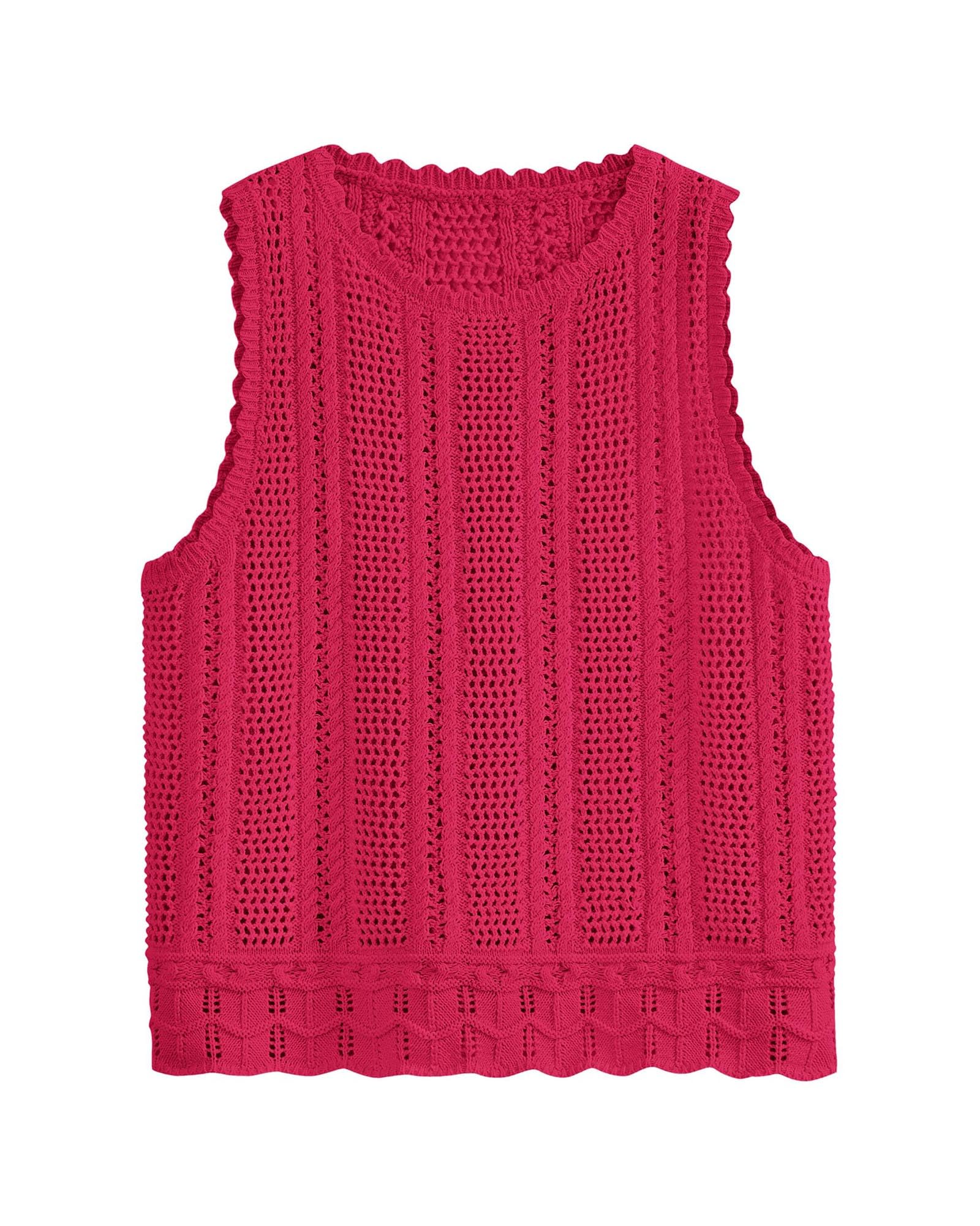 FreshPretty Crochet Tank Top Vacation Outfits for Women Sweater Vest Beach Cover Ups Spring Summer Sleeveless Cruise Resort Wear