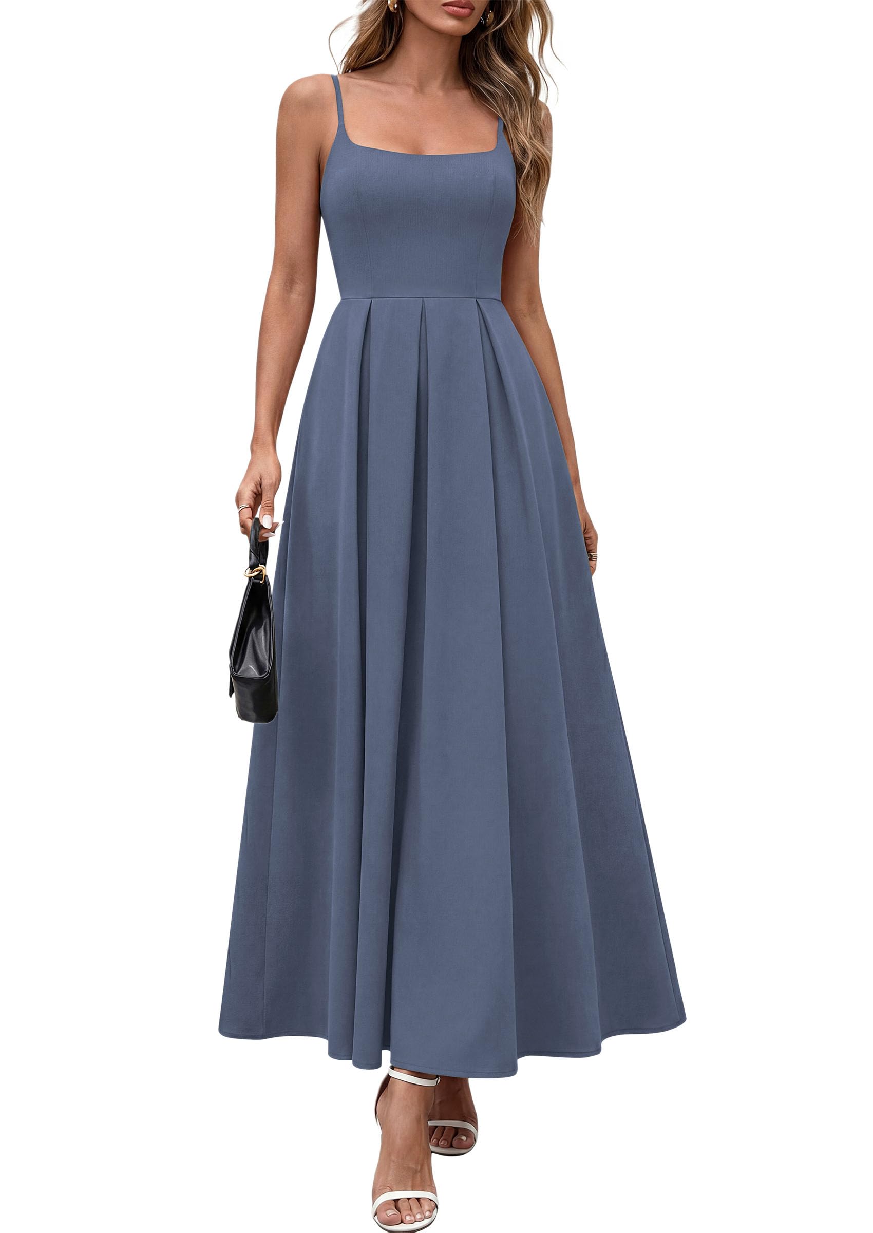 PRETTYGARDEN Cocktail Dresses for Women  Spring Elegant Ruffle A Line Long Flowy Summer Formal Wedding Guest Maxi Dress