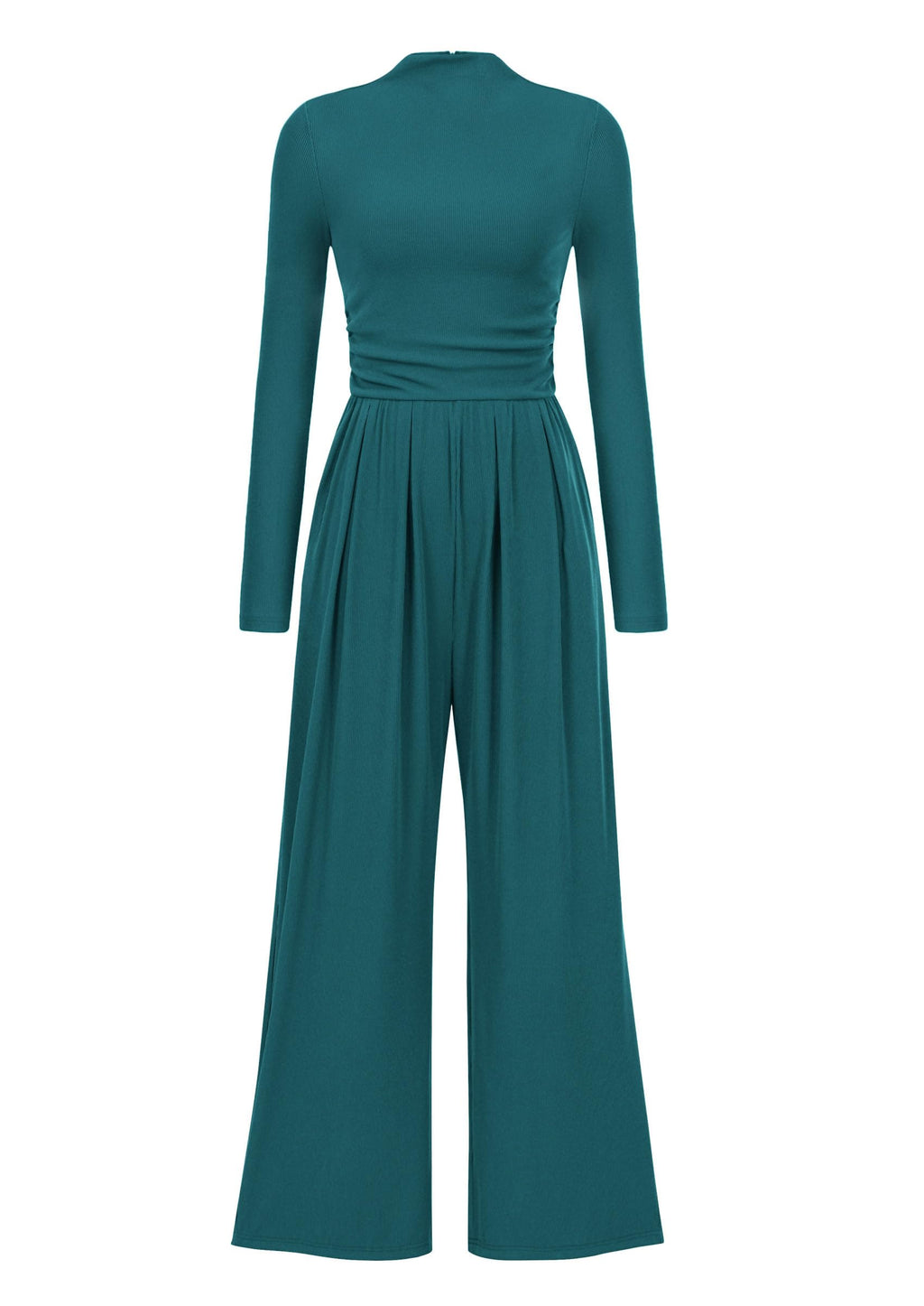 PRETTYGARDEN Womens Jumpsuit Dressy Casual Spring Fall Fashion One Piece Outfits Long Sleeve Mock Neck Wide Leg Pants Rompers