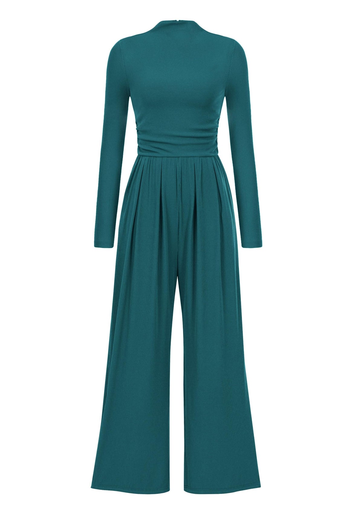 PRETTYGARDEN Womens Jumpsuit Dressy Casual Spring Fall Fashion One Piece Outfits Long Sleeve Mock Neck Wide Leg Pants Rompers