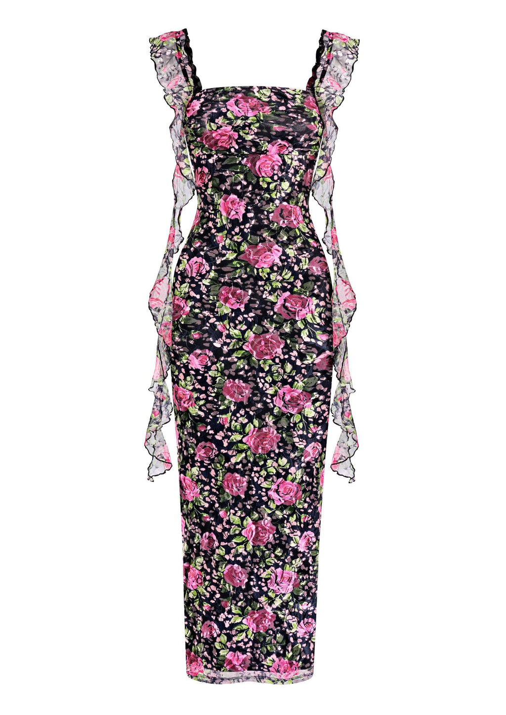 PRETTYGARDEN Floral Dress for Women  Summer Formal Ruched Lace Ruffle Spring Cocktail Wedding Guest Maxi Long Dresses