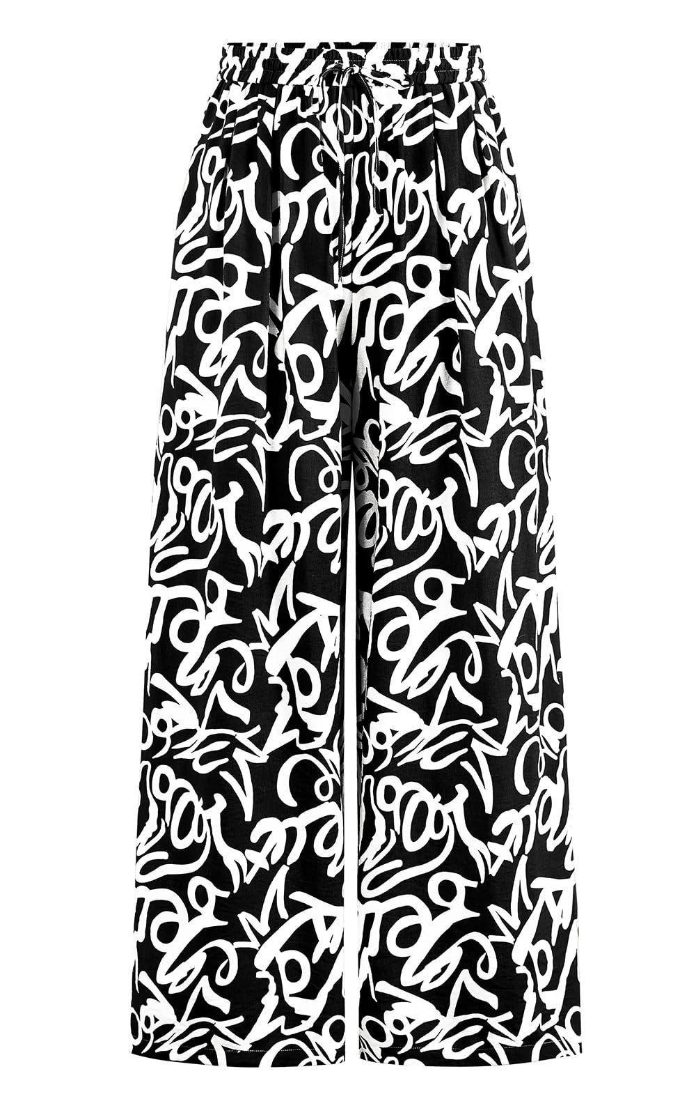 PRETTYGARDEN Womens Pants Elastic Waist Floral Lightweight Palazzo Pants for Women Casual Lounge Wide Leg Pants Woman