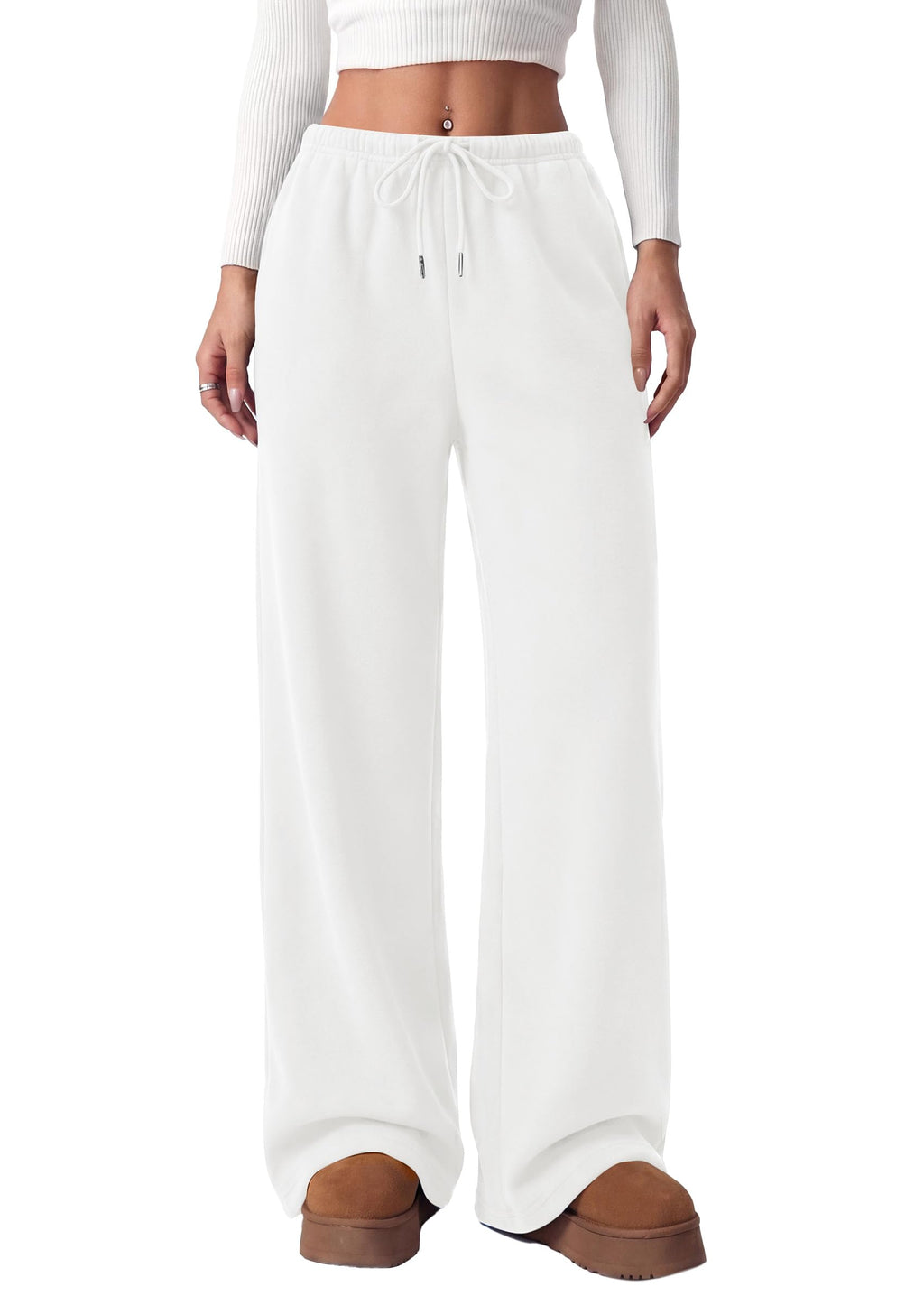 PRETTYGARDEN Womens Wide Leg Sweatpants Fleece Lounge Pants | Elastic Drawstring Waist,Baggy Jogger Yoga Sweat pants,Pockets,Fall Winter Clothes,Loose Daily Casual & Loungewear Trousers