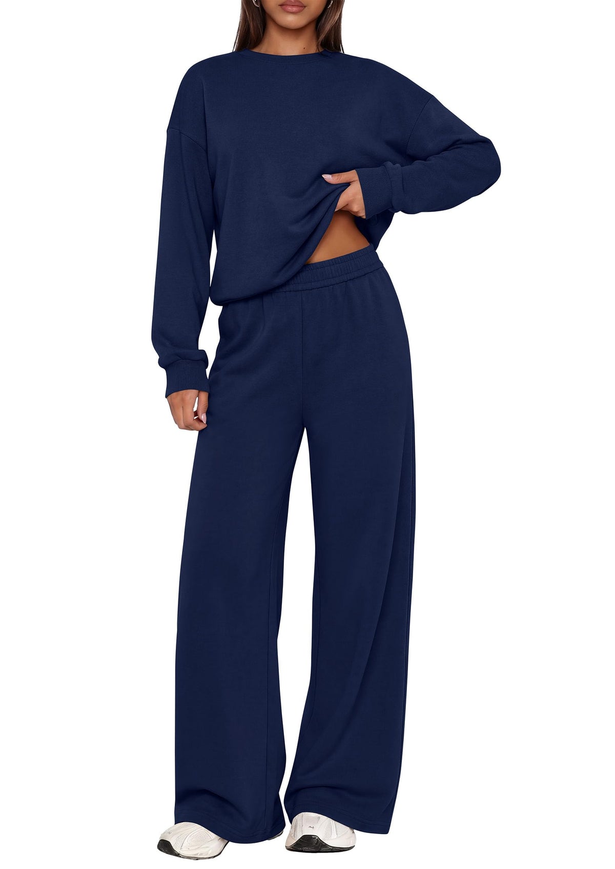 PRETTYGARDEN 2 Piece Lounge Sets for Women Casual Sweatsuits | Soft Fleece Lining,Crew Neck Oversized Sweatshirt & Wide Leg Pants,Workout Airport Matching Set Tracksuit,Fall Winter Outfits