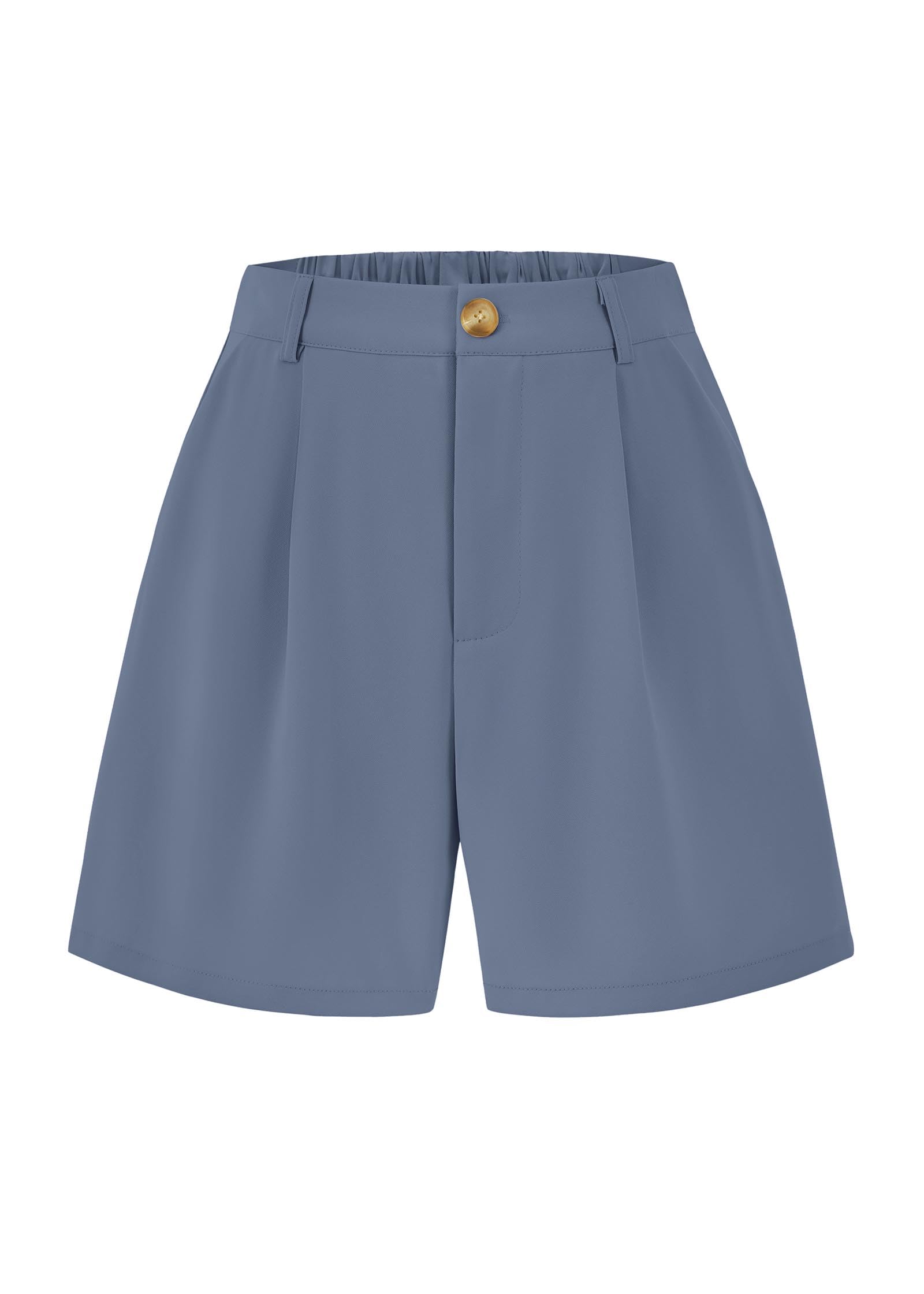 FreshPretty Shorts for Women Dressy Casual Summer Elastic Waist in The Back Pleated Wide Leg Tailored Work Trouser Shorts