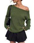 FreshPretty Womens Off the Shoulder Sweater Fall Outfits,Boat Neck,Soft Ribbed Knit Pullover Tops,Loose Fit,Long Sleeve Going Out Tops,Business Casual Work,Winter Fashion Clothing