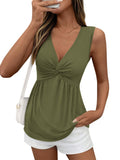 FreshPretty Tank Top for Women Spring Summer Tops Babydoll Twist Front V Neck Sleeveless Flowy Dressy Casual Blouses
