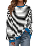 BTFBM Sweatshirt For Women Summer Crewneck Long Sleeve Oversized Striped Pullover Tops Y2K Clothes Workout Shirt