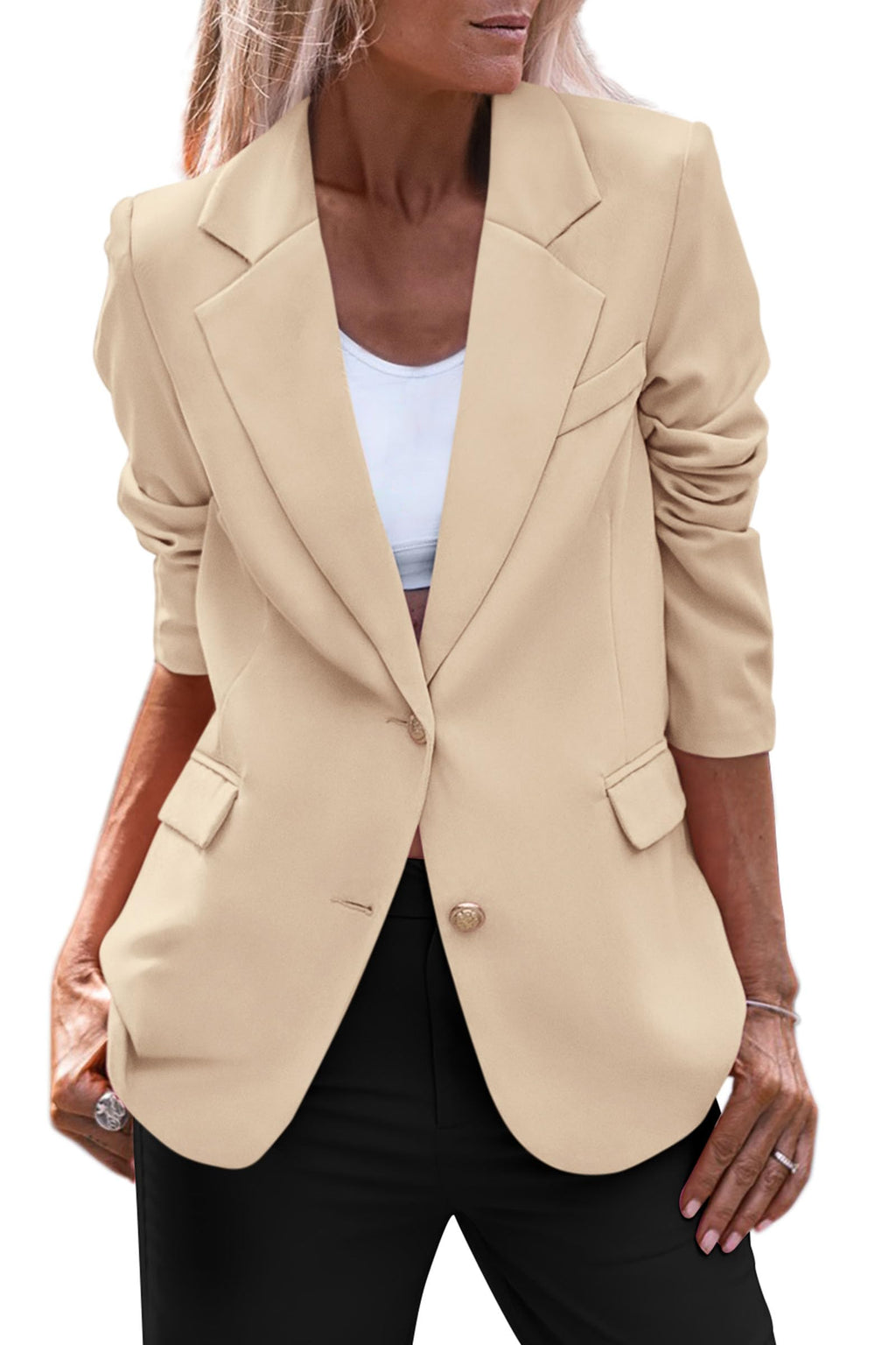 PRETTYGARDEN Women's Spring Fall Business Casual Blazers Long Sleeve Notch Lapel Trendy Work Office Blazer Jackets Outerwear