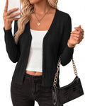 FreshPretty Womens Fitted Lightweight Cardigan Button Sweaters,Slim Fit, Long Sleeve, Eyelet Open Front Cardigans, Ribbed Cuffs & Hem, V Neck Button Down Sweater, Casual Knit Fall Outfits