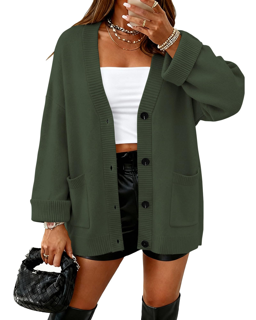 BTFBM Oversized Cardigan Sweaters for Women Trendy Fall Fashion Button Down Long Sleeve Chunky Knit Cardigans