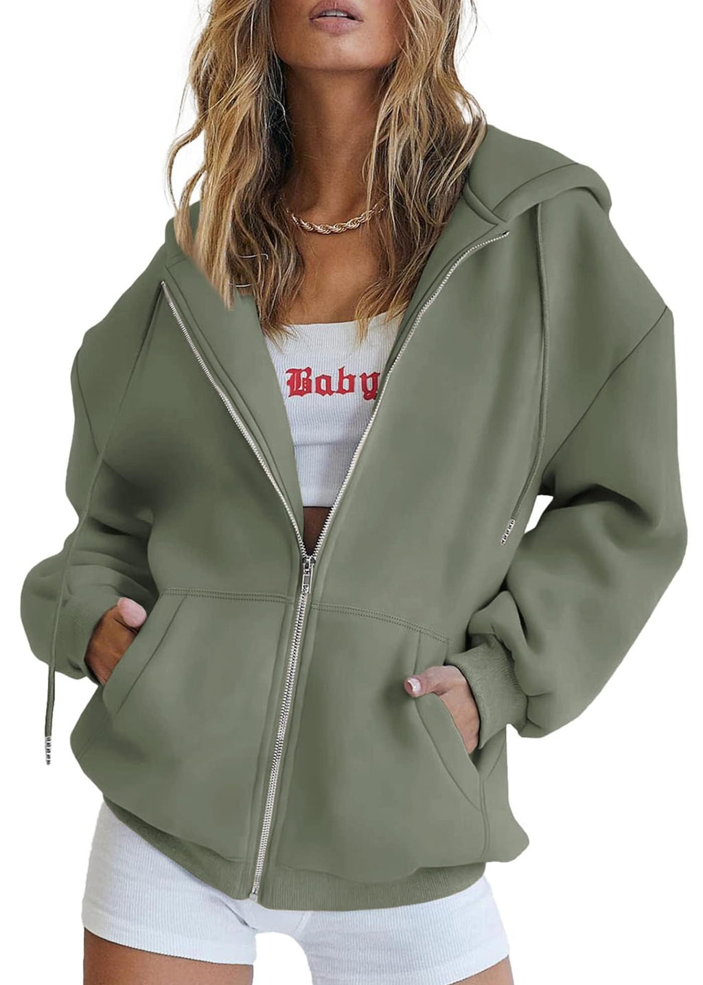 PRETTYGARDEN Women's Zip Up Y2K Hoodies Casual Long Sleeve Sweatshirts Fall Spring Track Jackets with Pockets