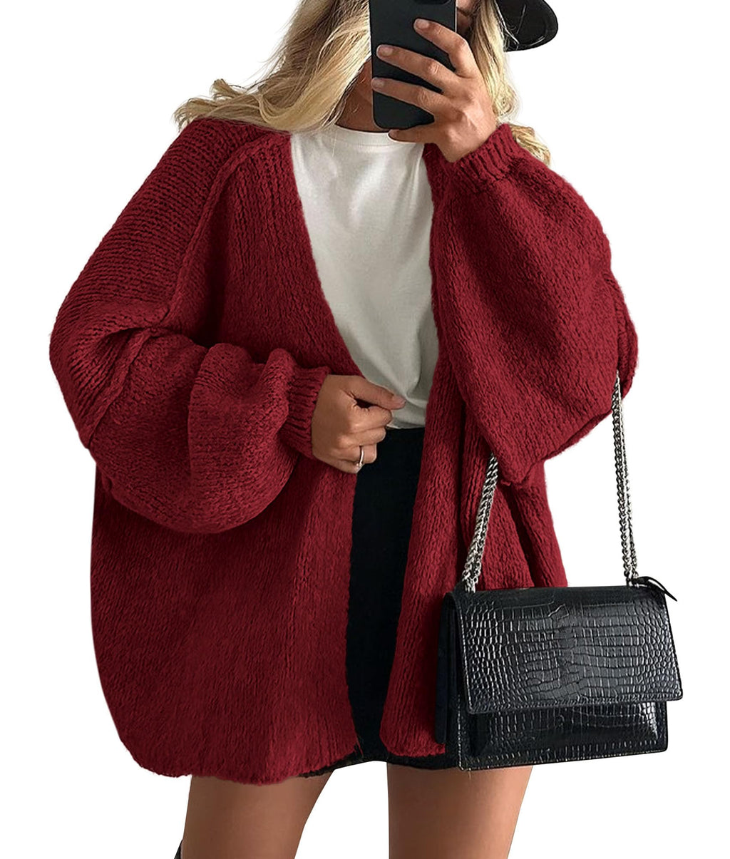 PRETTYGARDEN Womens Oversized Cardigan Sweaters Fall Long Lantern Sleeve Knit Open Front Lightweight Sweater