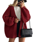PRETTYGARDEN Womens Oversized Cardigan Sweaters Fall Long Lantern Sleeve Knit Open Front Lightweight Sweater