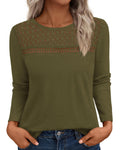FreshPretty Lace Long Sleeve Shirts Womens Tops Dressy Casual Knit Boho Lightweight Blouses Winter Clothing Fall Fashion