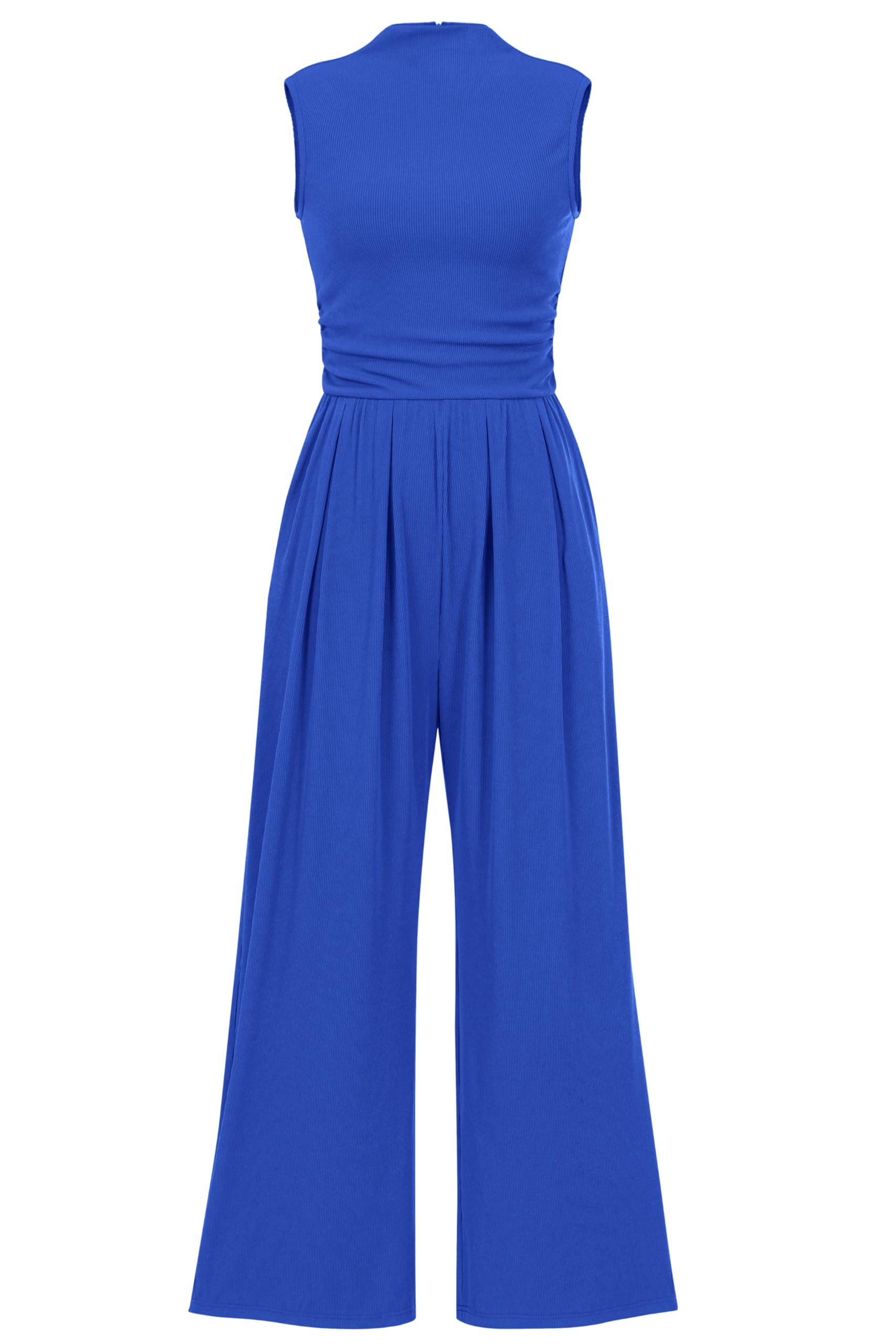PRETTYGARDEN Womens Summer Jumpsuits Dressy Casual One Piece Outfits Sleeveless Mock Neck Wide Leg Pants Rompers with Pockets