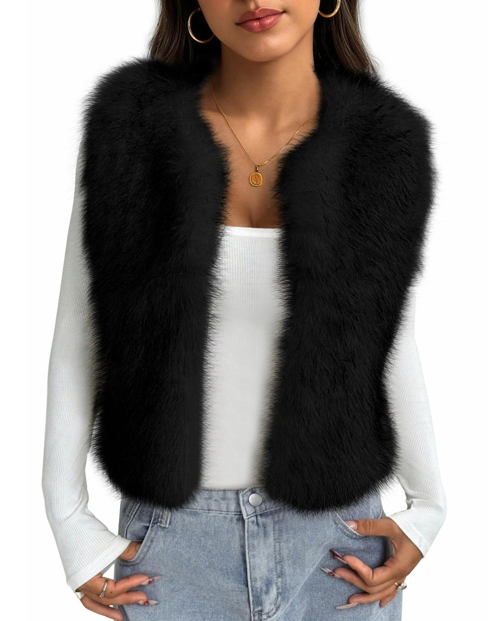BTFBM Faux Fur Vest Women Fall Fashion Sleeveless Fuzzy Jacket Fluffy Coats Winter Clothing Furry Outerwear Vests