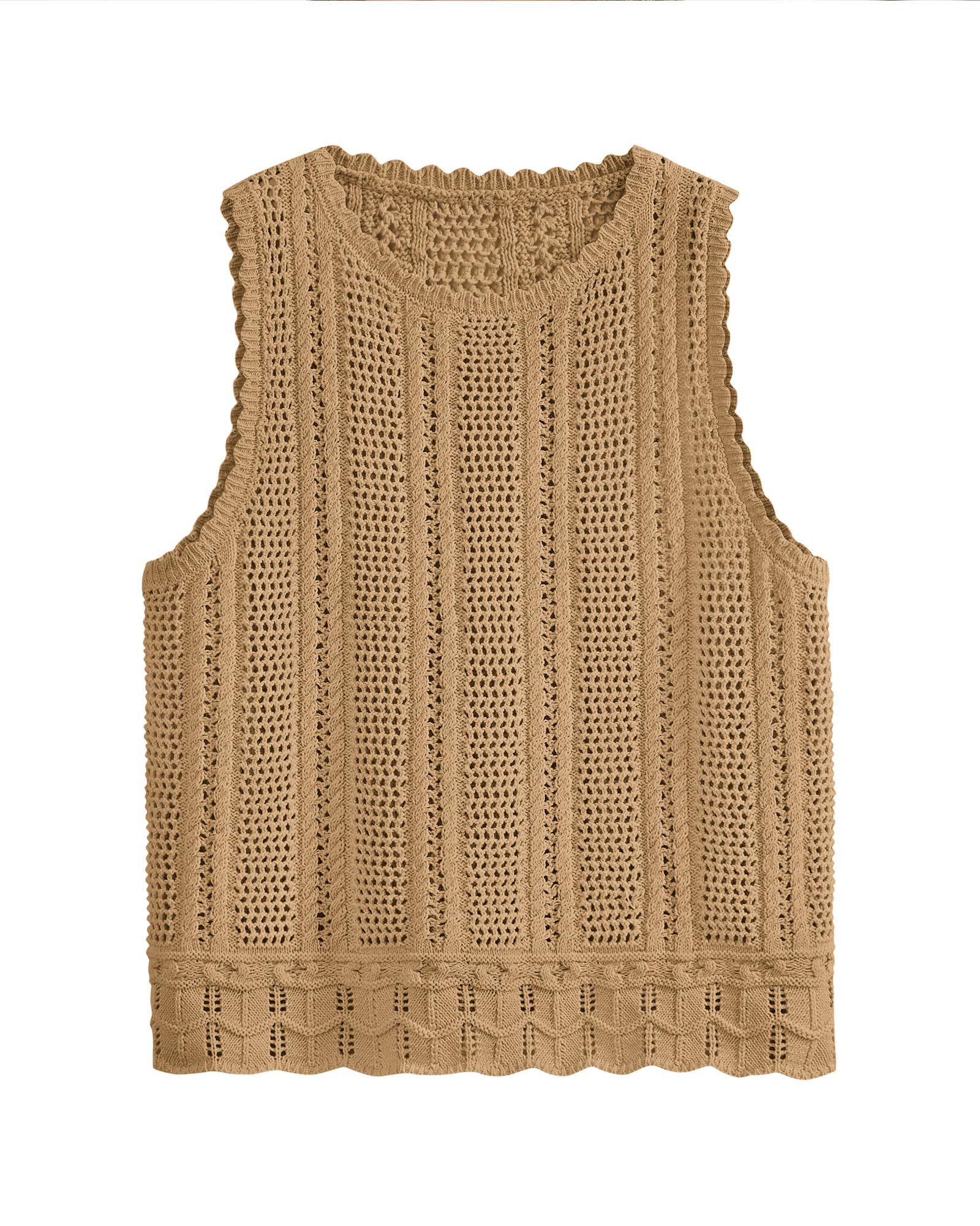 FreshPretty Crochet Tank Top Vacation Outfits for Women Sweater Vest Beach Cover Ups Spring Summer Sleeveless Cruise Resort Wear