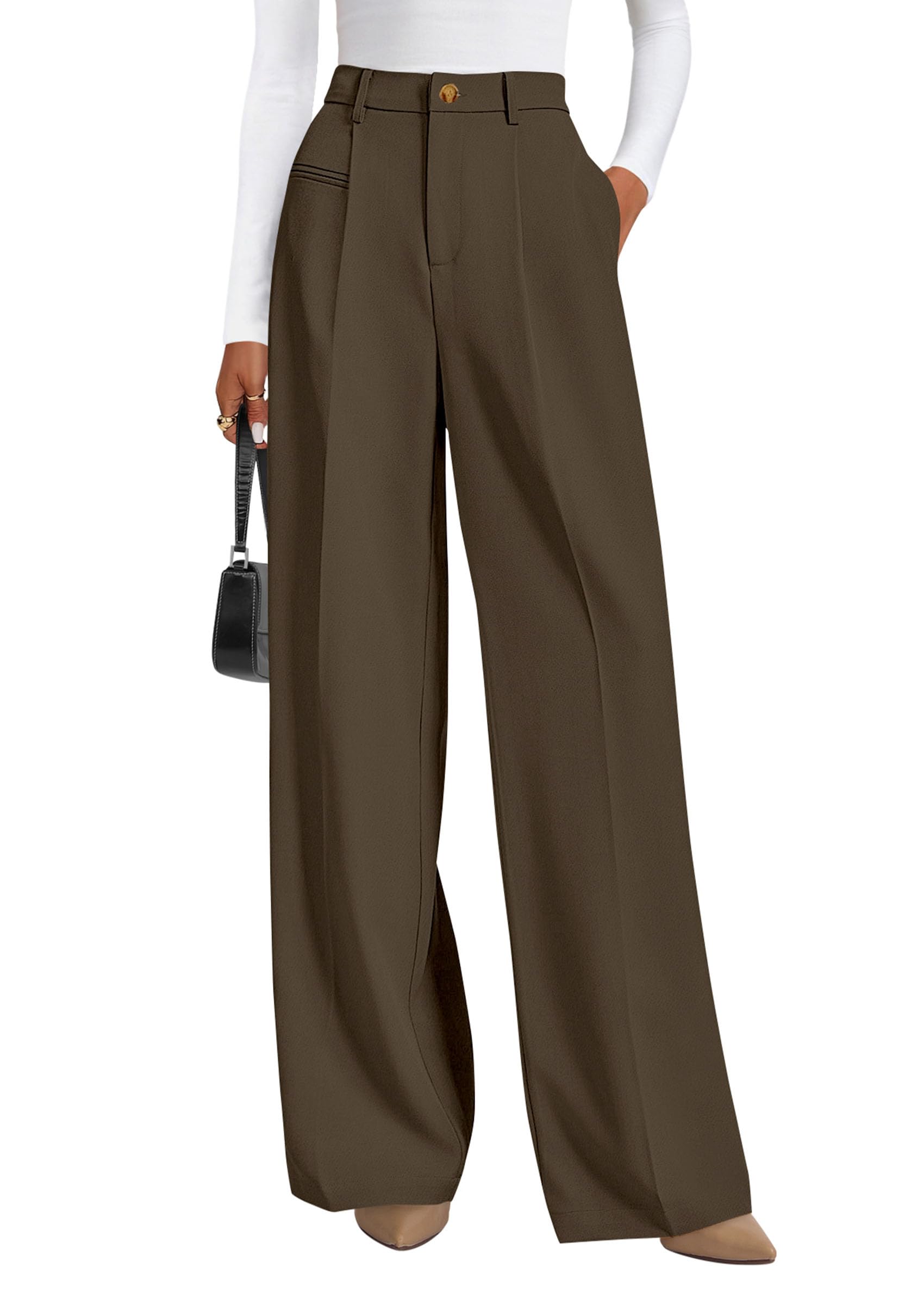 PRETTYGARDEN Womens Wide Leg Dress Pants Business Casual Flowy Work Palazzo Pants High Waisted Slacks Trousers