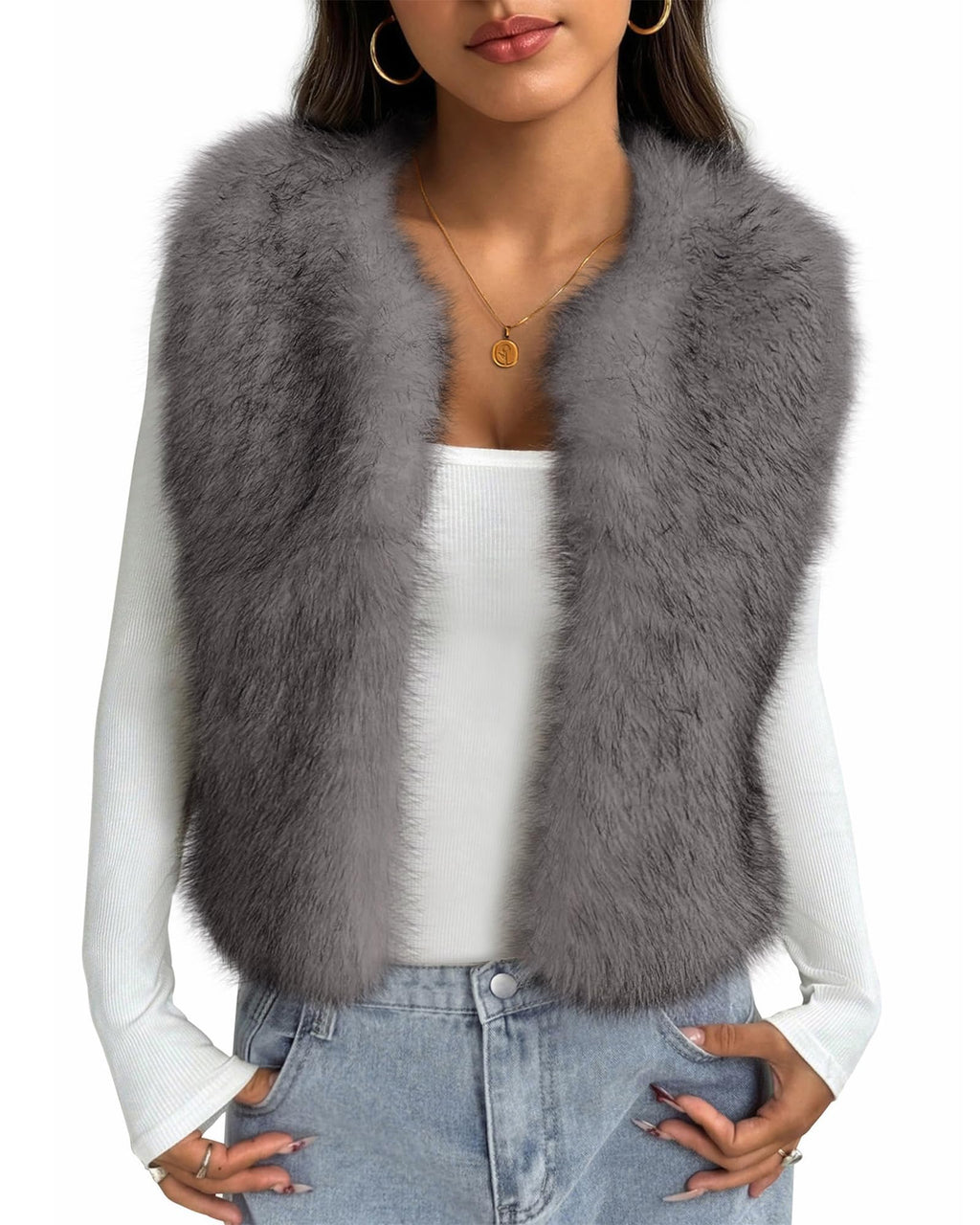 BTFBM Faux Fur Vest Women Fall Fashion Sleeveless Fuzzy Jacket Fluffy Coats Winter Clothing Furry Outerwear Vests