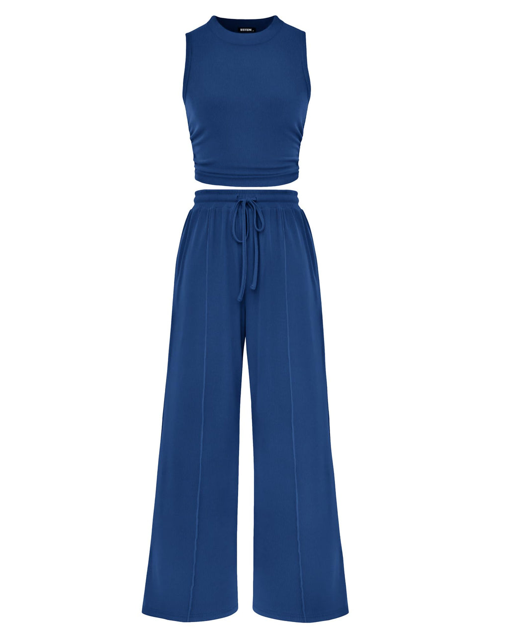 BTFBM Summer Outfits For Women Cropped Sleeveless Tank Tops Wide Leg Pants 2 Piece Sets Beach Lounge Set Clothing