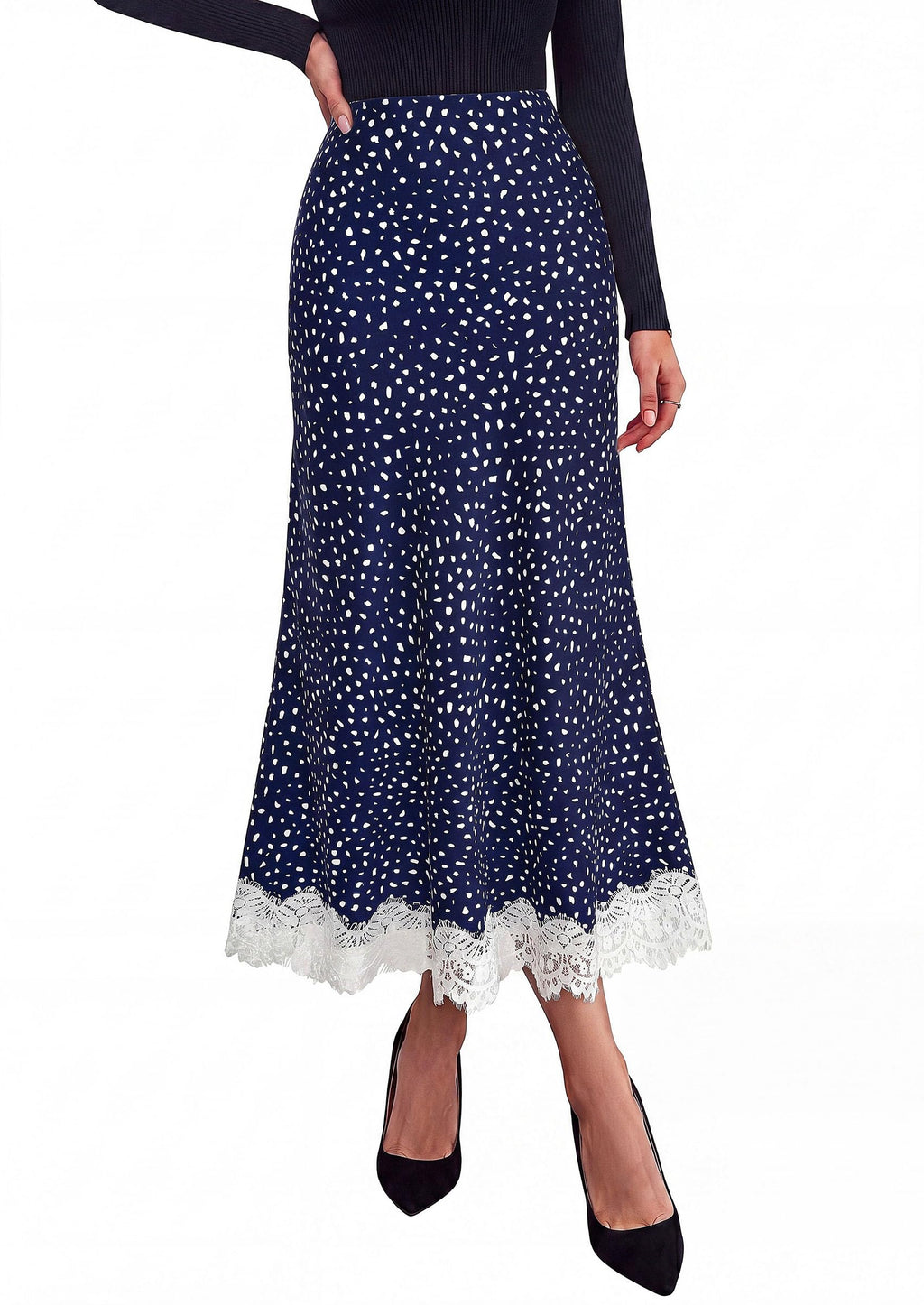 PRETTYGARDEN Women's Flowy Satin Midi A Line Skirt