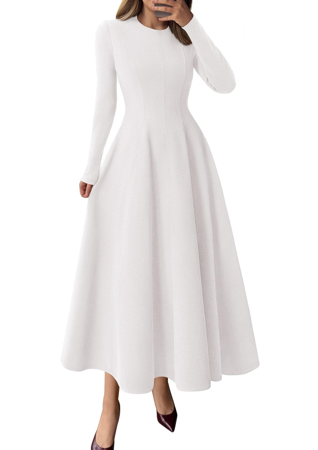 PRETTYGARDEN Cocktail Dresses for Women  Elegant Classy Fall Long Sleeve Midi A Line Flowy Modest Winter Party Dress