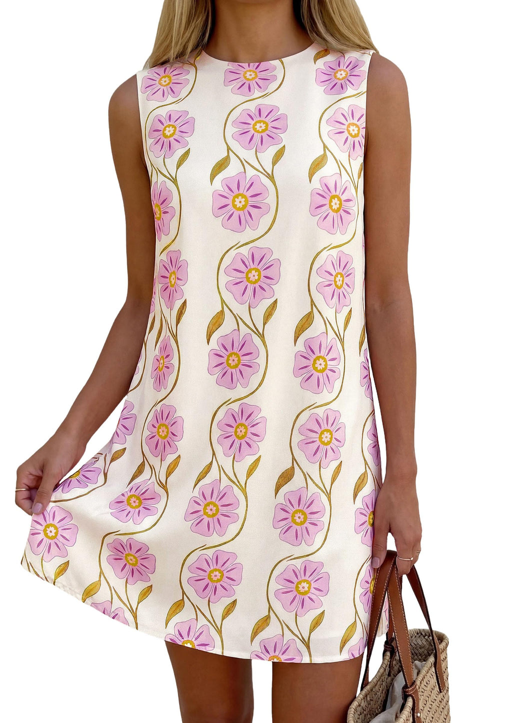 PRETTYGARDEN Sundresses for Women Summer Elegant Floral A Line Short Party Dress Beach Vacation Clothes