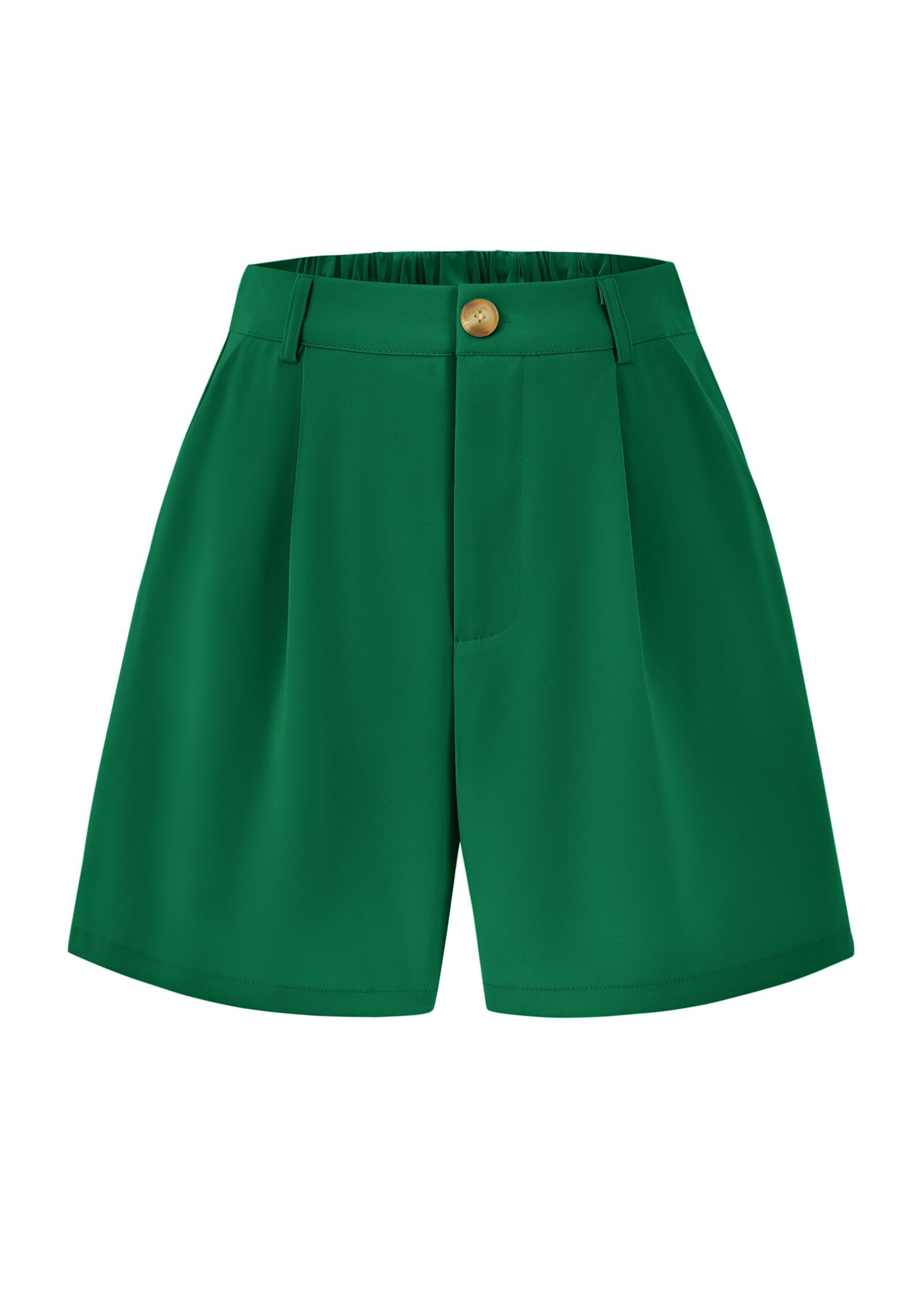 FreshPretty Shorts for Women Dressy Casual Summer Elastic Waist in The Back Pleated Wide Leg Tailored Work Trouser Shorts