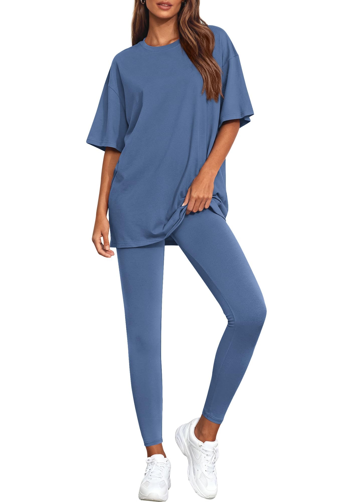 BTFBM Two Piece Lounge Set Women Spring Casual Oversized Shirts Leggings Matching Workout Airport Travel Outfits