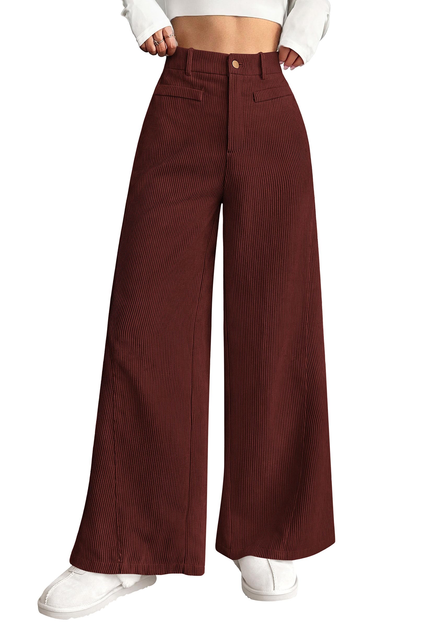 PRETTYGARDEN Women's High Waisted Corduroy Pants Casual