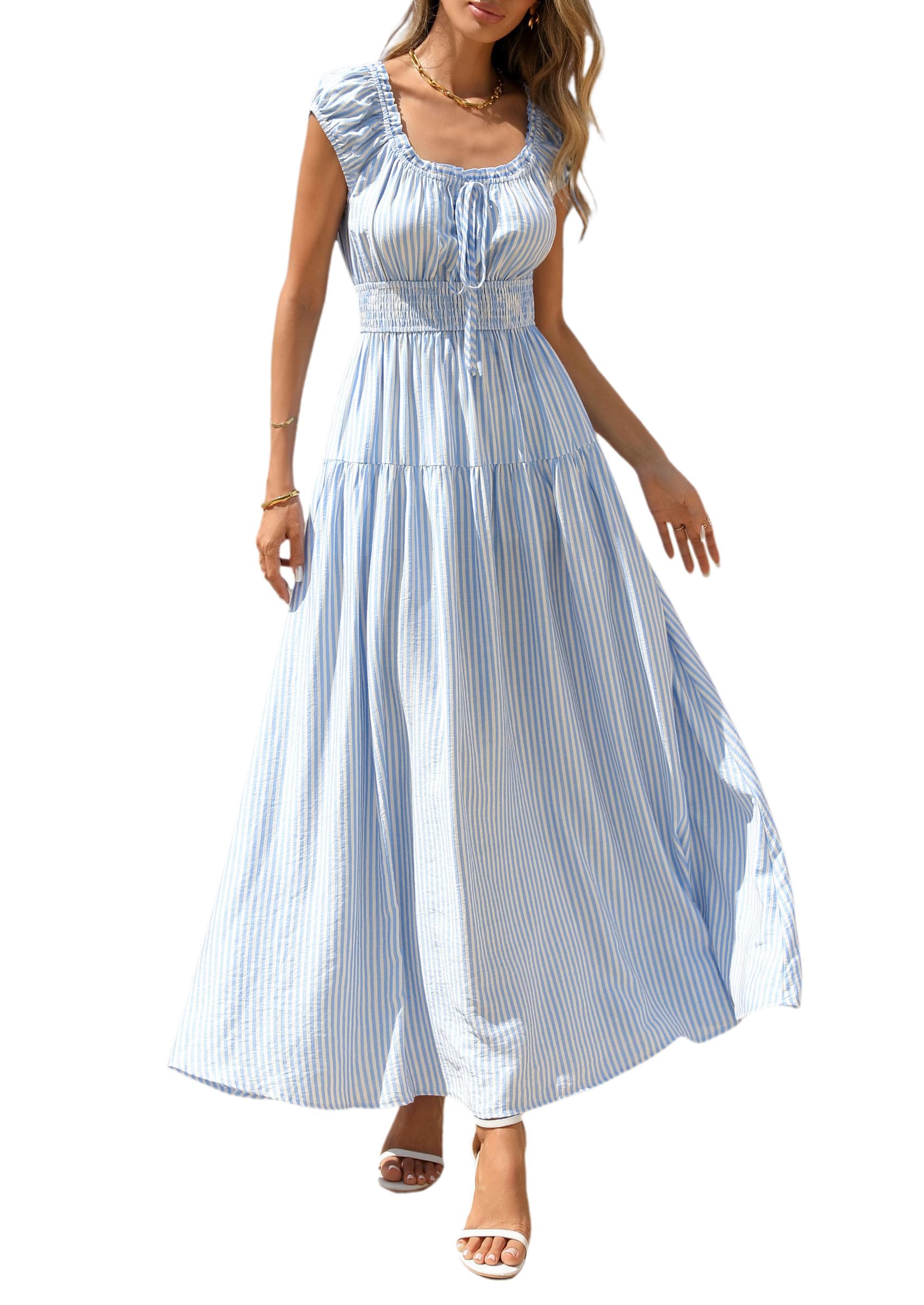 PRETTYGARDEN Boho Maxi Dresses for Women  Summer Floral Wedding Guest Dress Resort Wear Spring Long Flowy Beach Sundress