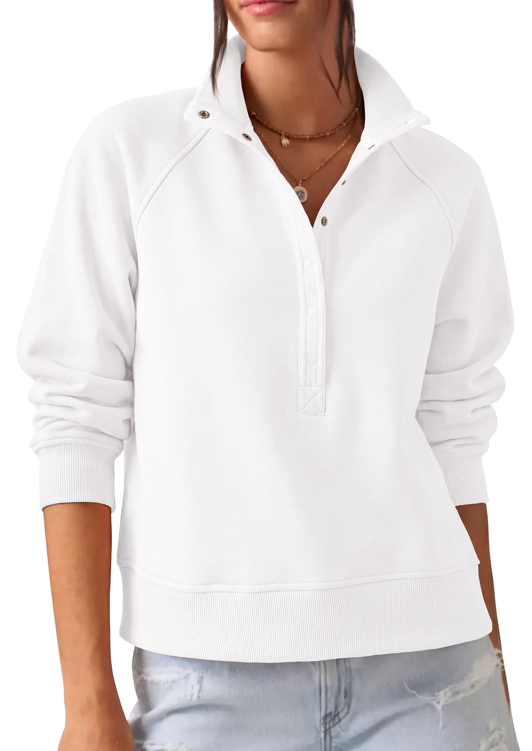 PRETTYGARDEN Women's Fall Trendy Oversized Sweatshirts Comfy Ribbed Fabric, Raglan Long Sleeve Collared, Button Up Henley Pullover Blouse, Casual Workout Tops, Y2K Fashion Clothing