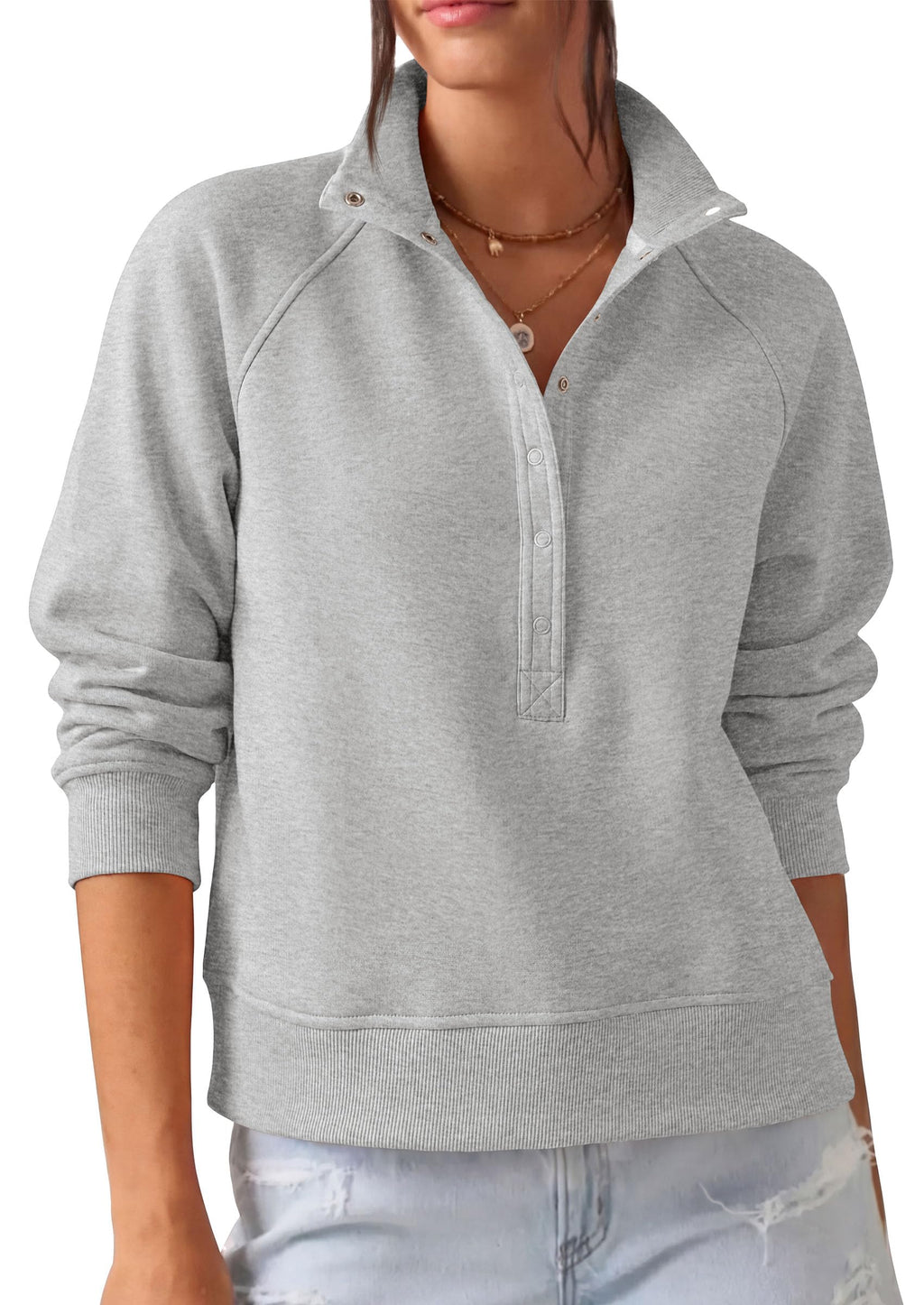 PRETTYGARDEN Women's Fall Trendy Oversized Sweatshirts Comfy Ribbed Fabric, Raglan Long Sleeve Collared, Button Up Henley Pullover Blouse, Casual Workout Tops, Y2K Fashion Clothing
