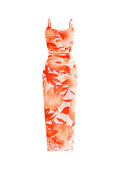 PRETTYGARDEN Summer Wedding Guest Dresses for Women Spaghetti Strap Mesh Bodycon Beach Vacation Floral Maxi Long Dresses