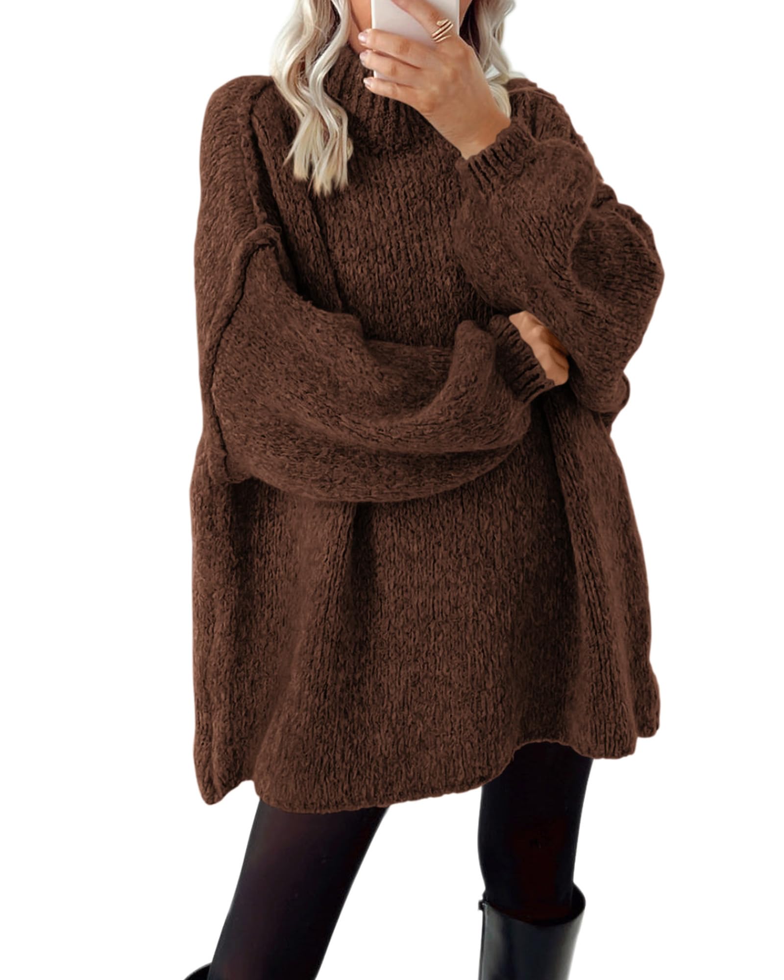 BTFBM Sweaters for Women Fall Long Sleeve Mock Neck Cable Knit Oversized Sweater Pullover Tops Thick Winter Clothes