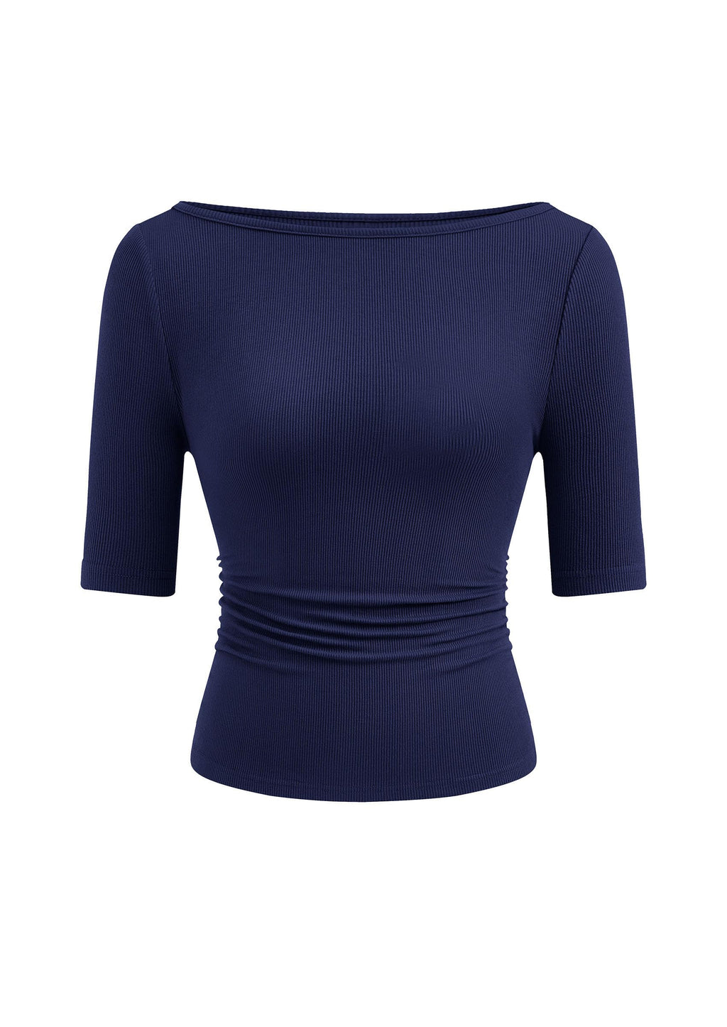 PRETTYGARDEN Womens Summer Short Sleeve Tops Boat Neck Ribbed Knit Slim Fit T Shirt Casual Basic Top Spring Clothes