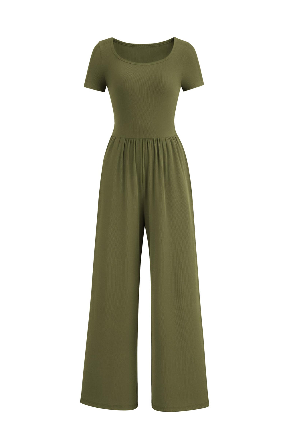 PRETTYGARDEN Women's Summer One Piece Jumpsuits Dressy Casual Short Sleeve Square Neck Wide Leg Rompers Travel Outfit Clothes