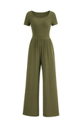 PRETTYGARDEN Women's Summer One Piece Jumpsuits Dressy Casual Short Sleeve Square Neck Wide Leg Rompers Travel Outfit Clothes