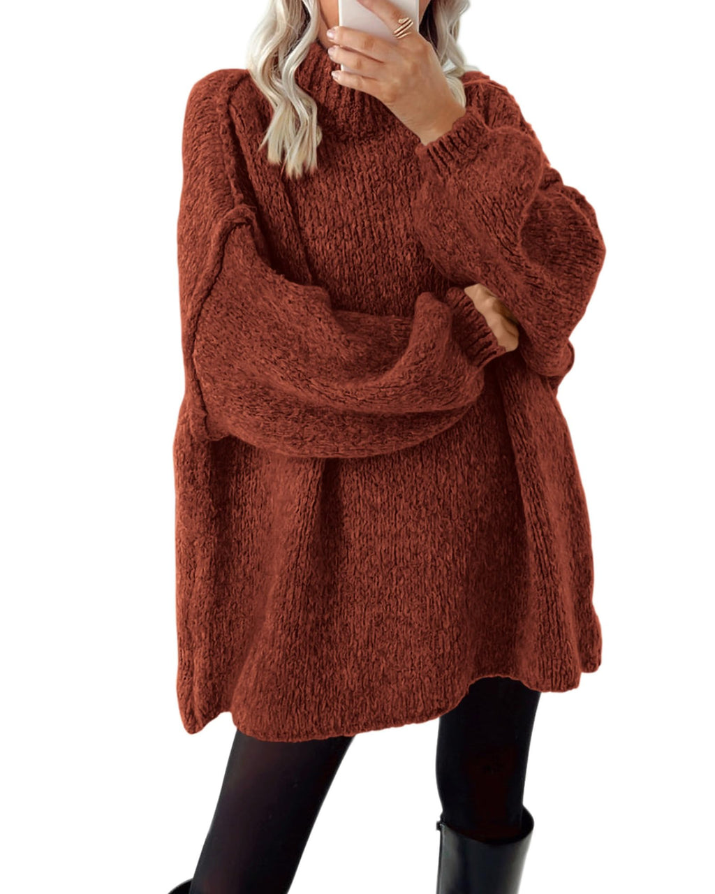 BTFBM Sweaters for Women Fall Long Sleeve Mock Neck Cable Knit Oversized Sweater Pullover Tops Thick Winter Clothes