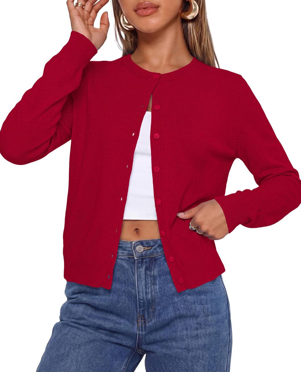 PRETTYGARDEN Lightweight Cardigans for Women Knit Sweaters Long Sleeve Button Down Shirts, Casual Work Office Going Out Tops, Fall Winter Layering Clothes, Bolero Shrugs for Dresses