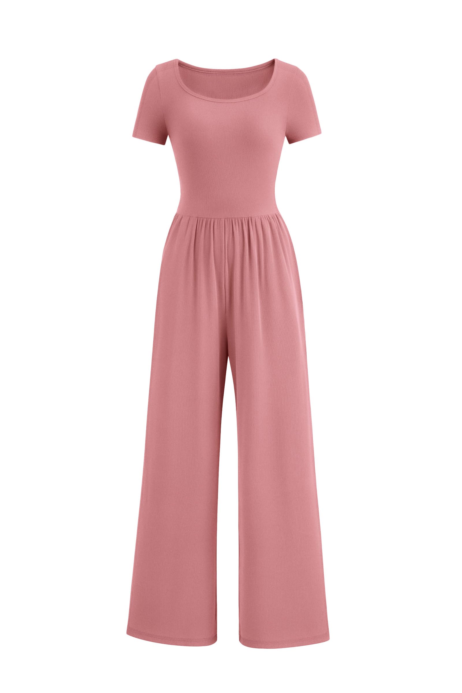 PRETTYGARDEN Women's Summer One Piece Jumpsuits Dressy Casual Short Sleeve Square Neck Wide Leg Rompers Travel Outfit Clothes
